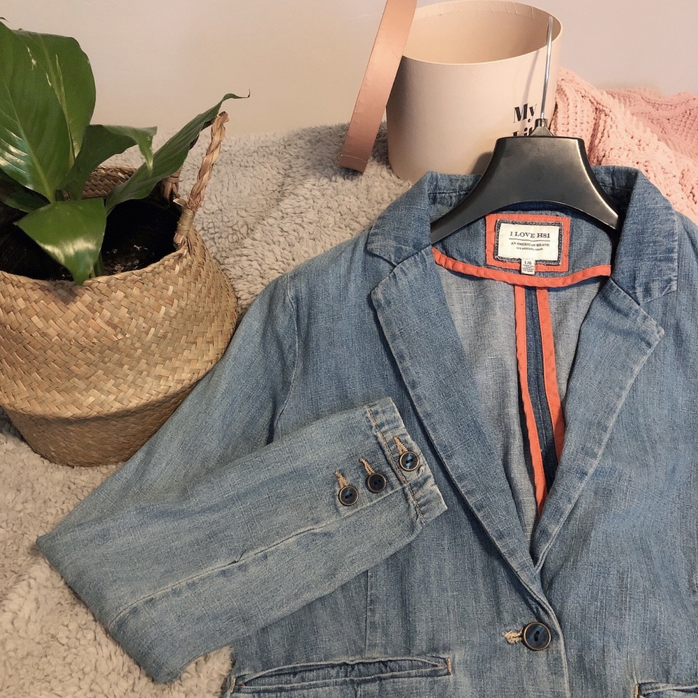 Denim Blazer Jacket | Light Wash